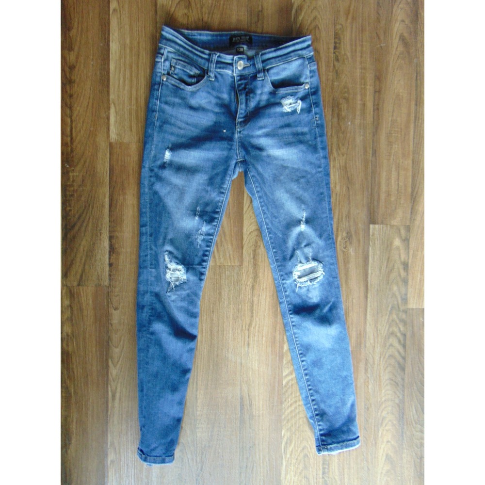 Judy Blue Skinny Fit Distressed Medium Wash Denim Jeans JB8263DK Size 7/28
